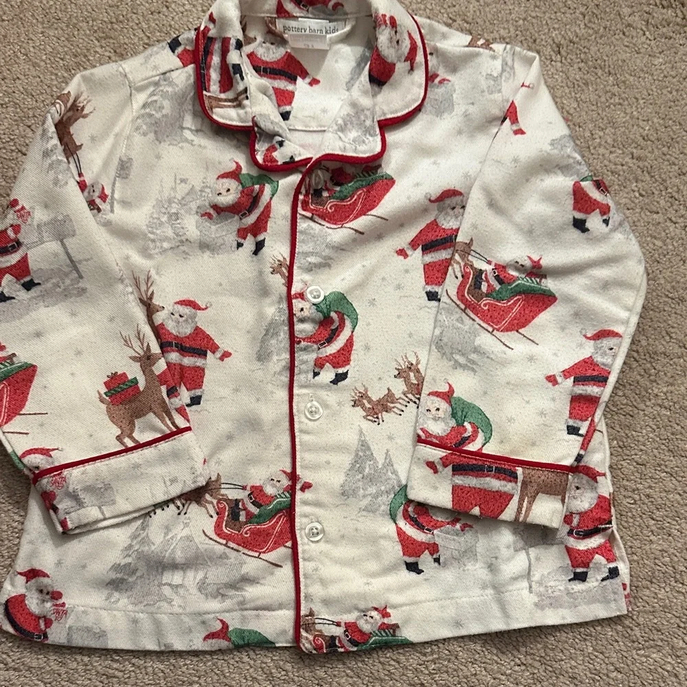 Pottery Barn Kid’s Heritage Flannel Santa Christmas Holiday Pajamas